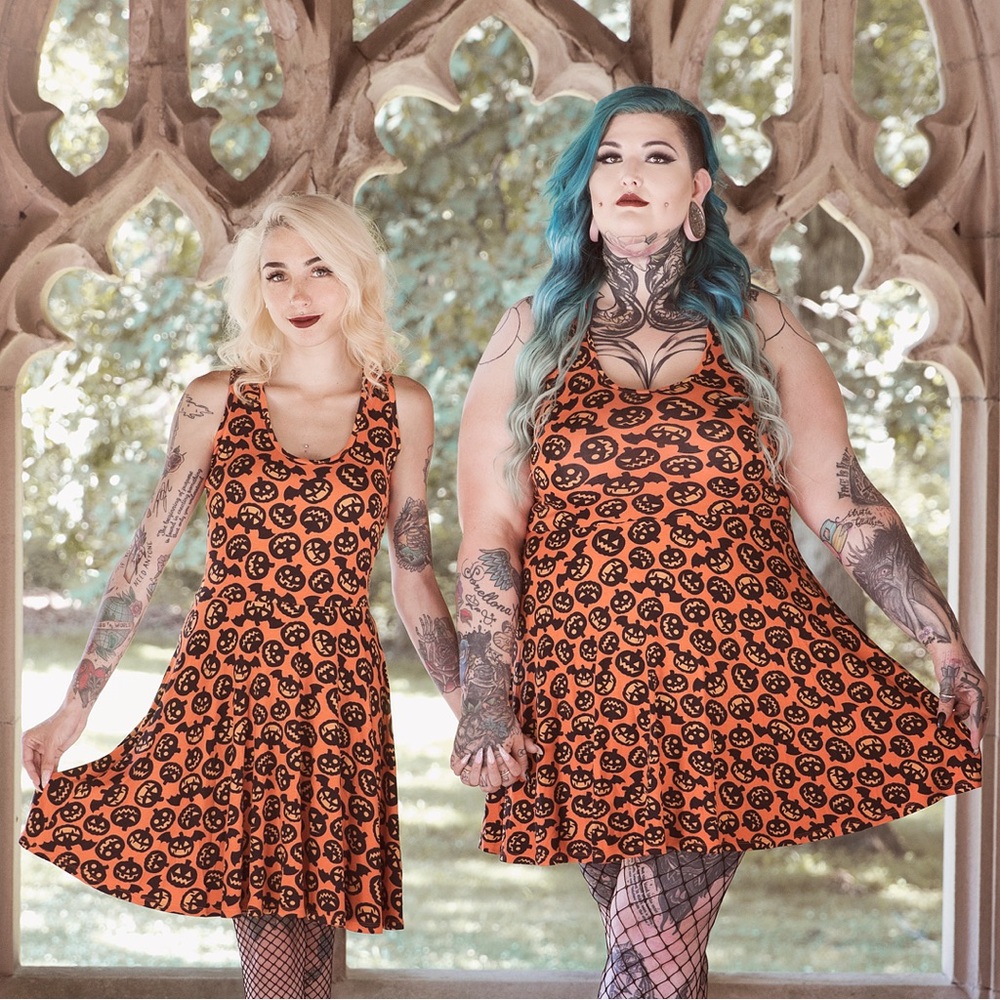 Sourpuss Orange Pumpkin Skater Dress